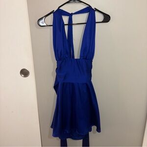 Lucy in The Sky Blue Plunge Wrap Mini Dress